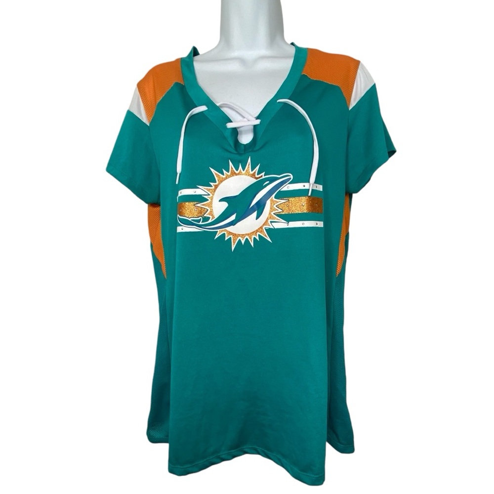 NFL Miami Dolphins Lace Collar Shirt Top